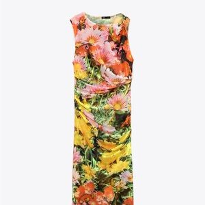 Zara Floral Sleeveless Dress - Multicolor